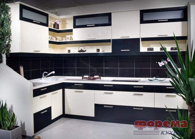 Черно-белые кухни фото